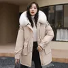 Women's Trench Coats 2023 Fashion Winter Coat Down Cotton Thicken Warm Jacket Women Parkas Fur Collar Hooded Parka Cotton-Padded Outwear