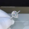 t Famiglia Anello nuziale con diamanti Mosang in oro puro placcato in argento sterling con taglio a pera Stella