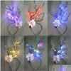 Outros suprimentos de festa de evento 20 pcs LED Light Up Brinquedos Favores BK Óculos Orelhas de Gato Headband Brilho no Escuro para Adts Crianças Neon Wedding Ram Dhnq1