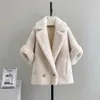 Manteau d'hiver en fausse fourrure pour femme, manteau d'ours en peluche pour femme, manteau en laine d'alpaga, ample, épais et chaud, en vraie fourrure, vêtements d'extérieur Max camel Teddy Cape Camel Fur Coat TD5846 231024