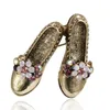 Broszki rinhoo vintage złote kolory wysokie obcasy buty nyszeknestonowe dla kobiet kwiat kryształowe piny broszka biżuterii dziewczęta