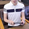 Polos pour hommes hommes Slim Fit Patchwork élégant Polo été à manches courtes mode adolescent décontracté quotidien t-shirt mâle hauts t-shirts