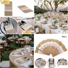 Andere Event Party Supplies 50 Stück Sackleinenspitze Besteckbeutel Geschirr Sackleinen Rustikale Jute Weihnachtsdekoration Hochzeit Tischdekoration Dhwbh