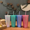 Tumblers 710 ml Diamond Radiant Goddess Water Bottle For Girl Double Wall Studded Tumbler With Straw A Free Summer Drinkware 231023