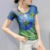 女性用Tシャツ2023 3DプリントTシャツ植物フラワーシャツ丸首の丸い首y2kストリートシャツ女性ヴィンテージティートップス