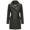 Kopa damska płaszcze swobodne wodoodporne z kapturem, długie płaszcze wiatrakowe wodoodporny płaszcz Kobiety do jesiennych ubrań 231023