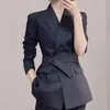 Women's Two Piece Pants Autumn Office Lady Blazer Set Korean Style Long Sleeve Suit Jacket Lace-up Coats Pant 2 Sets Women Outfits