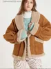 Frauenjacken Frauen Vintage Lamm Wollmantel dunkelbraune Langarmtaschen Turren Kragen Frauenmäntel 2023 Winter Mode warme Dame Jacke T231024