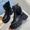 Designer Boots Luxury Boots rada boots Stylish Classic Matt Patent Leather Inverted Triangle Calfskin Boots Variety Black Beige White Detachable Nylon Pouch