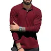 Men's T-Shirts Autumn Casual Long-Sleeved T-Shirt Men's Lapel Button Sports Tops New Fashion Solid Color Bottoming Polo Shirt Male Clothing 3Xl