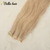 Пришивные волосы для наращивания утка Коричневые светлые волосы для наращивания утка Настоящие человеческие мягкие шелковистые прямые балаяж Каштановый коричневый блондин 16-28 дюймов # 18/60 # 27/613 100 г Bella Hair