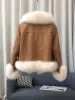 Abbigliamento invernale donna 2023 nuovo cappotto in piumino d'oca alla moda coreana con collo in pelliccia di volpe di lusso spesso caldo