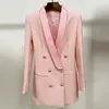 Abiti da donna Abito blazer rosa blu scuro di alta qualità Abito lungo da donna con bottoni doppio petto Abito lungo con collo a scialle in raso bianco nero