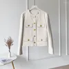 Haining – manteau court en cuir véritable pour femme, veste courte à col rond, Slim et parfumée, en peau de mouton, printemps et automne 2023