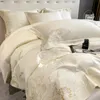 Conjuntos de cama Milkshake Branco 600TC Algodão Egípcio Flores Bordado Conjunto 100% Duveta Capa Cama Fronha Queen King 231023