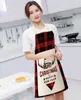 Aprons Merry Christmas Apron Red Grid Elk Kitchen Cooking Women Baking Waist Bib Decorations for Home Cleaning 231023