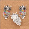 Charms Colorf cristal hibou animaux charmes 20 pièces/lot pendentifs en argent Antique 22X47Mm L1598 résultats de bijoux composants Lzsier bijoux bijou Dhape