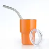 Obrytbar premium 3oz Stamfritt rostfritt stål Metallvin Glas med lock Straw -vinglas Vit champagne