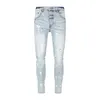 Herenjeans Street Fashion Paars Retro Lichtblauw Elastisch Stretch Skinny Fit Gescheurd Heren Geschilderd Designer Hip Hop Merkbroek 231024