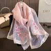 Scarves 2023 Silk Wool Women Scarf Embroidery Shawl Wraps Foulard Female Hijab Bandana Lady Flowers Beach Stoles