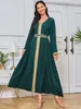 Vêtements ethniques Dubaï Ramadan Moyen-Orient Arabie Saoudite Abaya Robe musulmane Femme Or Perlé Dentelle Simple Mode Robe islamique