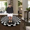 Carpet 3D Round Carpets for Living Room Simple Black White 3D Stereo Vision Carpet Area Rugs Geometric Anti-Skid Home Bedroom Floor Mat 231023