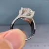 Cluster Rings S925 Sterling Silver VS1 Diamond Open Ring For Women Fine Wedding Bands 925 Jewelry Natural Gemstone Box