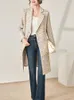 Women's Wool Blends ZJYT Autumn Winter Vintage Long Blend Tweed Jackets and Coats 2023 Elegant Turn Down Collar Outerwear Veste Femme 231023