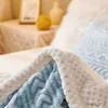 Blankets New Stripes Milk Fleece Autumn Winter Warm Blankets for Bed Sofa Snowflake Warmth Blanket Soft Cozy Thick Blankets