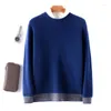 Men's Sweaters Autumn/Winter Pure Wool Cold Blouse Round Neck Solid Color Pullover Warm Casual Sweater