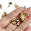 Charms Kupfer Strass Stern Herz Mond Dreieck Gold Farbe Anhänger für DIY Halskette Armband Ohrringe Schmuckherstellung 1 Stück