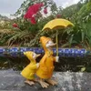 Décorations de jardin Parapluie nordique Couple canards résine Statue ornements extérieur jardin cour Figurines Villa balcon accessoires décoration 231023