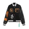 off white shoes Men's Jackets Mens Designer Off Windbreaker Varsity Vintage Loose Long Baseball Hip Hop Harajuku Offs White Letter Embroidery 7 NA22