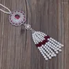 Pendentif Colliers Blanc Perle Multi Perlé Boho Bohême Gland Vin Rouge Bleu Foncé CZ Cristal Charme Chaîne Collier Pour Femmes Cadeau