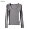 T-shirts en tricot pour femmes BRADELY MICHELLE Made Femmes Vêtements Tops Fit Casual Coton Élastique Solide O cou T-shirt à manches longues 231023