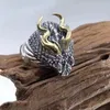 Bagues de cluster Vente Fine Sculpture Personnalité Dragon Hommes Ouvert Réglable Bague S925 Sterling Argent Fashon Bijoux