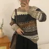 Kvinnors tröjor Autumn och vinter retro Loose Casual Sticked tröja Y2K Korean High Street Gothic Punk Hip Hop Jacket