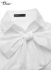 Women s Blouses Shirts Celmia femmes noeud papillon cou blanc 2023 mode à manches longues Chemise décontracté élégant fête Blouse solide haut blouse Femininas 231023