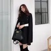 Mantella da donna Giacche da donna QNPQYX Autunno Donna Scialle di stoffa di lana Mantella Poncho con cintura Donna Coreana di media lunghezza senza maniche Casual Cappotti da donna 231023