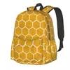 Backpack Yellow Hives Student Hexagonal Hexagon Backpacks Polyester Kawaii High School Bags Workout Quality Rucksack