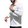 T-shirt da uomo Autunno Casual T-shirt a maniche lunghe da uomo con risvolto Bottoni sportivi Tops New Fashion Tinta unita Bottoming Polo Shirt Abbigliamento maschile 3XL