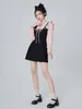 Casual Dresses Y2K Sweet Kawaii Ruffle Dress Soft Mori Preppy Style School Black 2023 Autumn Mini Short Party Student