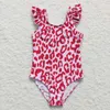 Ensembles de vêtements Produit en gros Bébé Filles Vêtements Léopard Imprimé Rouge et Blanc Maillot de bain une pièce Boutique occidentale Enfants Smimming