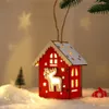 Décorations de Noël Pendentif de maison en bois de Noël Bonhomme de neige Elk Père Noël Ours Éclairage de maison Cabane en rondins lumineux Fournitures de décoration de Noël 231023