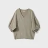 Kvinnors blusar Birdsky 1PC Women Blus Shirts Top Half Sleeve V Neck 30mm Real Mulberry Silk Stripe S-633