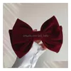 Hair Pins Red Veet Large Bow Hairpins Top Hairpin Female Simple Spring Back Bangs Clip Headdress Drop Delivery Products Accessories Dhbkc