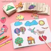 Other Toys Kids Montessori Drawing Toys 20/32Pcs DIY Painting Stencils Template Wooden Craft Puzzle Toys Education Toys for ChildrenL231024