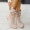 2023 outono e inverno botas femininas cor sólida novo salto baixo 40-43 botas sapatos para mulher