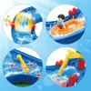 Baby Bath Toys Water Toy for Kids 39pcs DIY Mini Water Park Building Blocks Toy on Table or Lawn Beach Waterway Playset with 2 Boats for Kids 231024