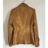 Damskie garnitury Blazers Projektant mody Blazer Party Women's Lion Metal Metal Buttons Podwójnie piersi Blazer Jacket Outer Wear Gold 231024